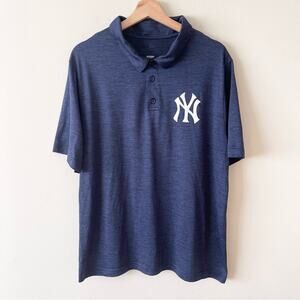Yankees Navy Blue Polo Short Sleeve Shirt with Logo Mens size XL